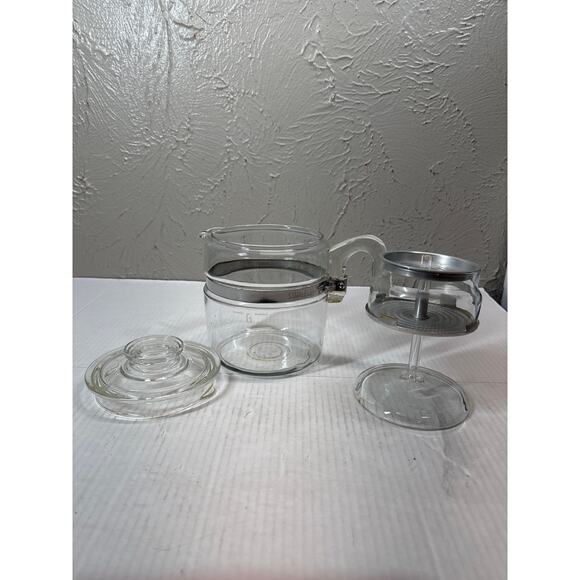 Pyrex Flameware Glass Coffee Pot Stovetop Percolator 7756 6 Cup Complete - Picture 5 of 5